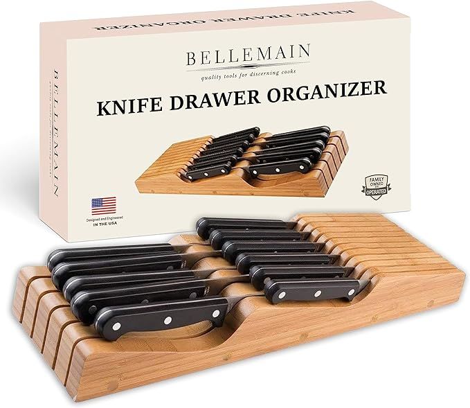 Bellemain 100% Pure Bamboo in Drawer Knife Block | Knife Drawer Organizer | Store Knives Safely w... | Amazon (US)