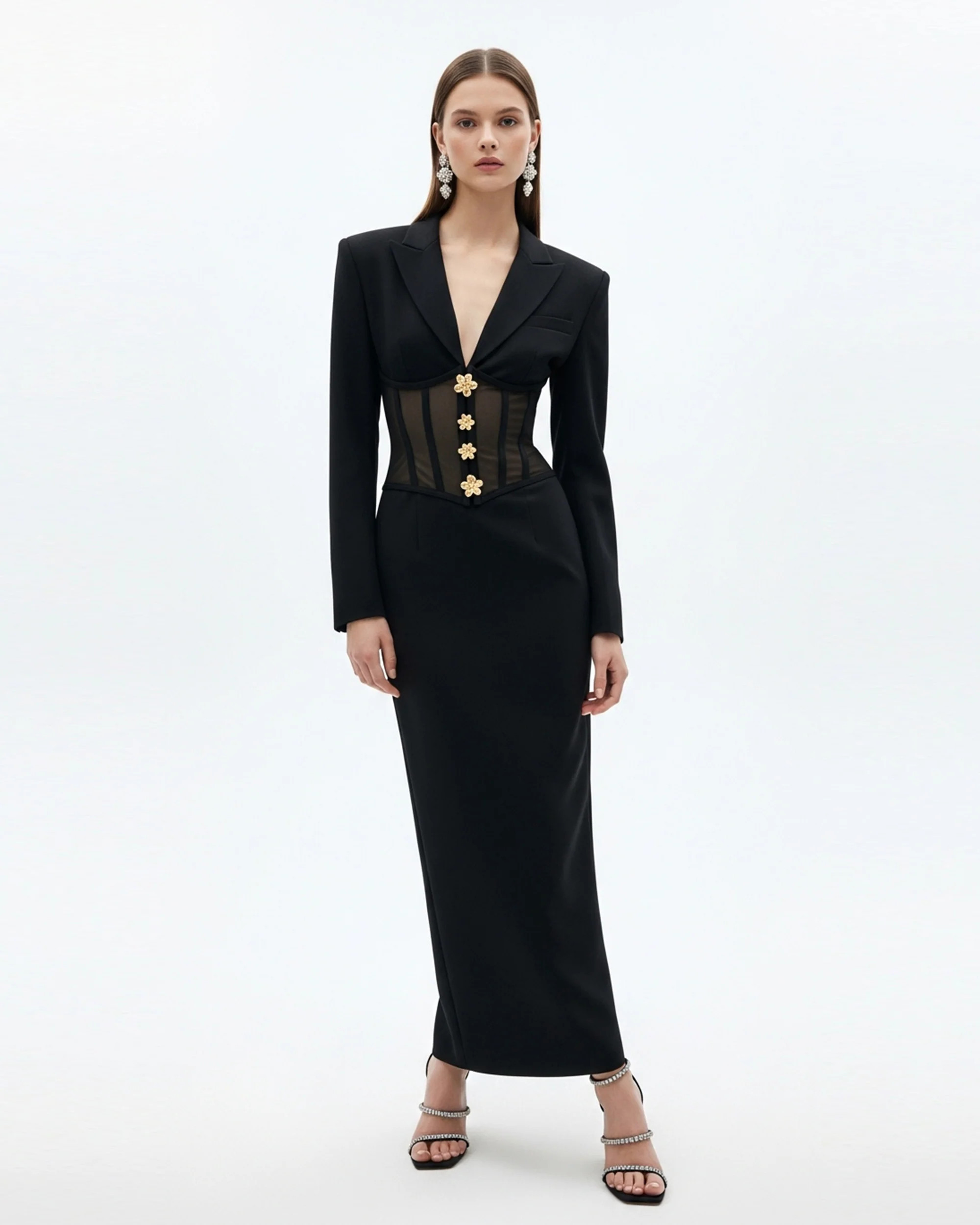 Structured Corset Blazer Dress – Black | JW PEI US