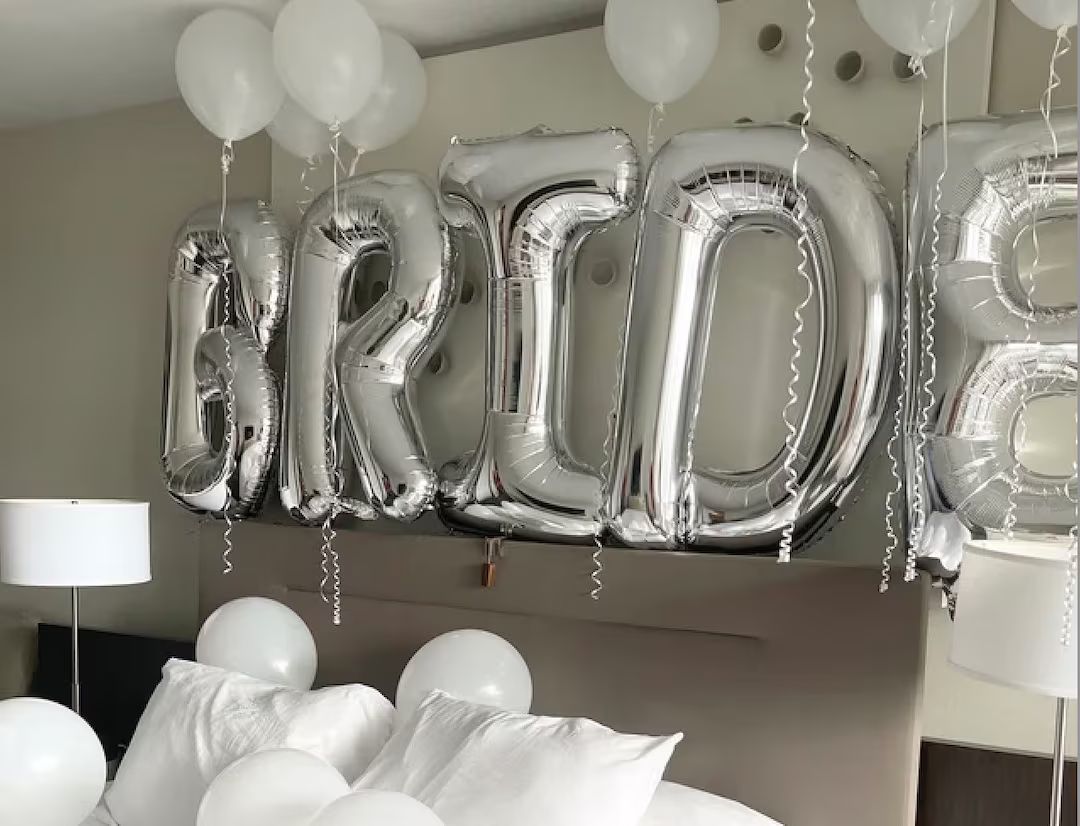 40 Inches XL Bride Banner Balloon Letters, Bride Silver Balloons Bachelorette Party Decorations E... | Etsy (US)