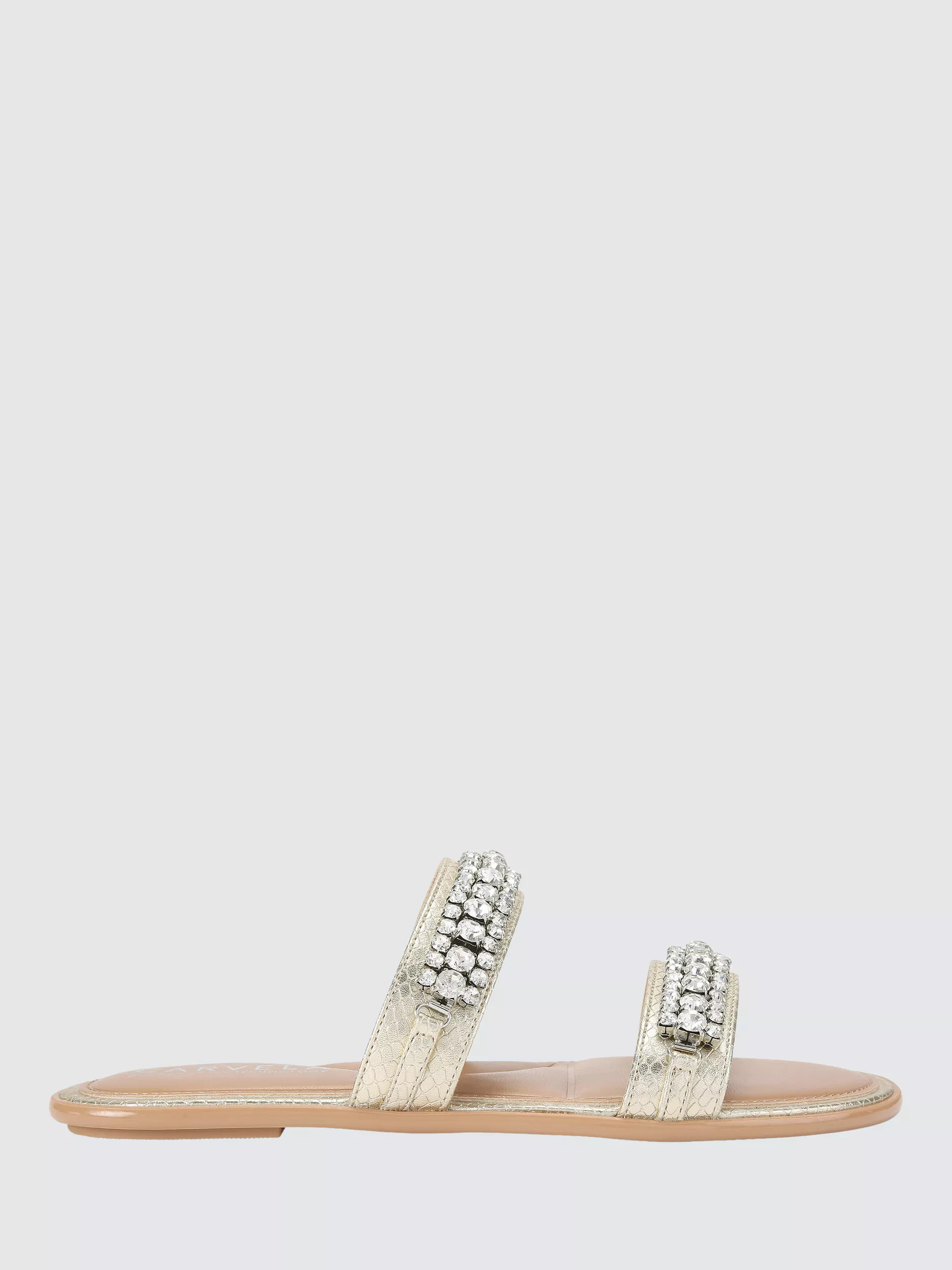 Carvela Lusso Embellished Footbed Sandals, Gold | John Lewis (UK)