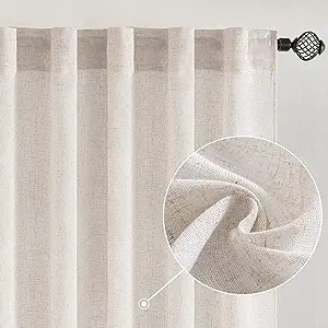 MIULEE White Linen Curtains 120 Inches Long for Bedroom Living Room, Soft Thick Linen Textured Ex... | Amazon (US)