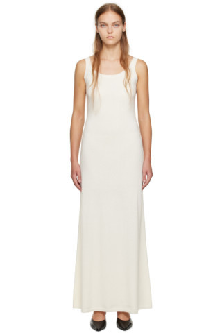 Max Mara - White Scoop Neck Maxi Dress | SSENSE
