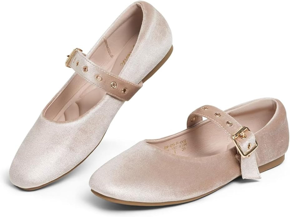 Mary Jane Shoes Women Ballet Flats with Strap Buckle Closed Toe MaryJanes Shoes Ballerina Flats f... | Amazon (US)