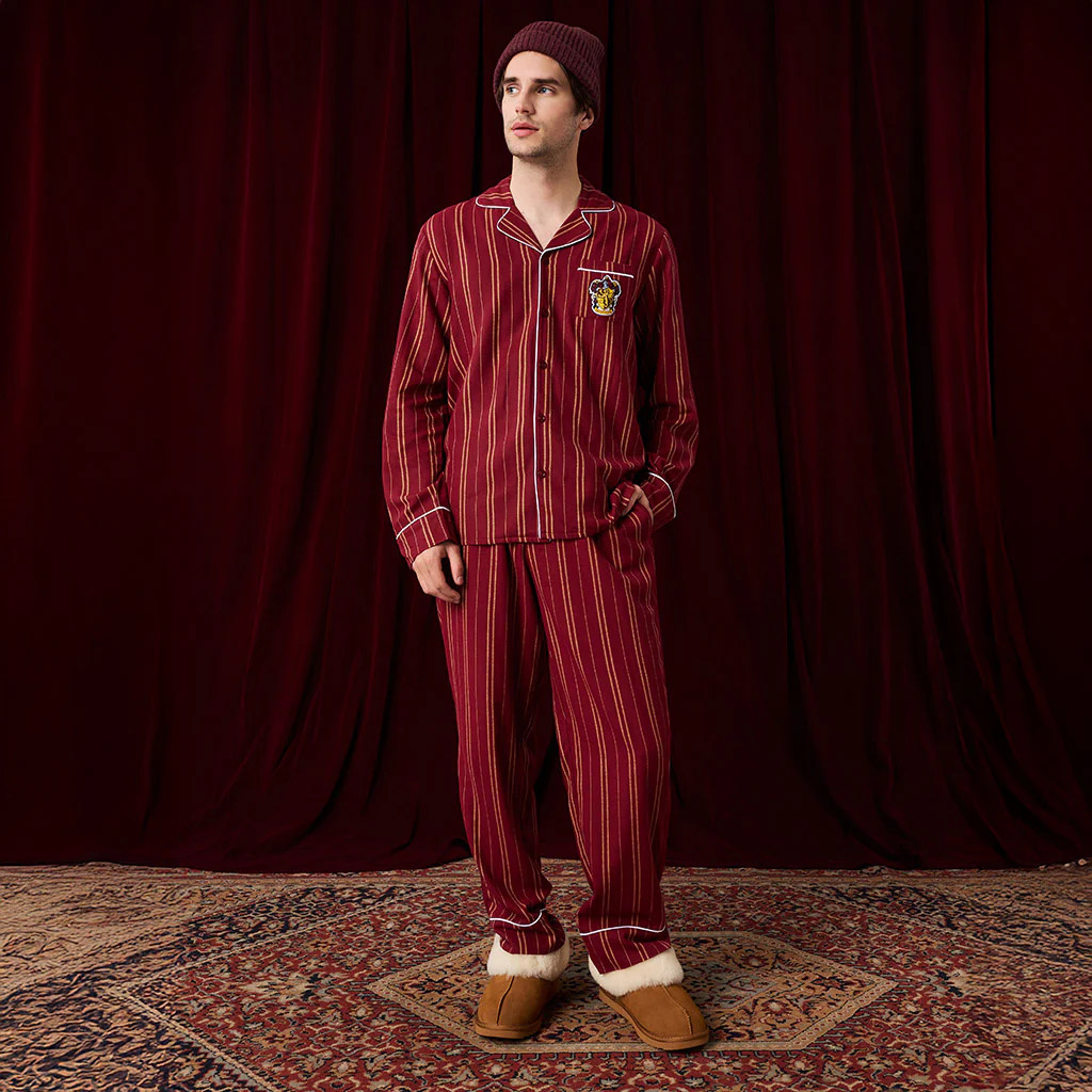 Gryffindor Classic Stripe Men's Flannelette Pajama Set | Posh Peanut