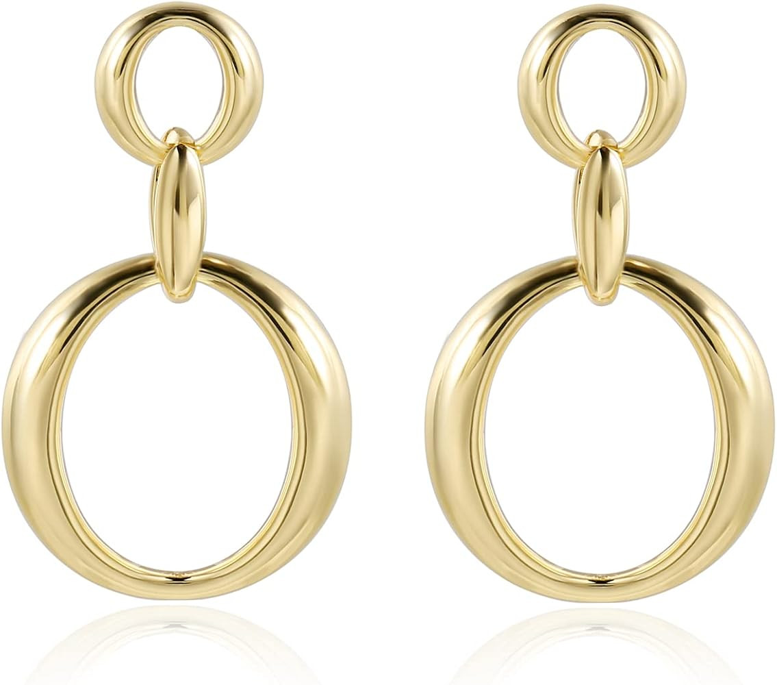 Gold Dangle Earrings Statement 14K Gold Plated Drop Earrings For Women | Amazon (US)