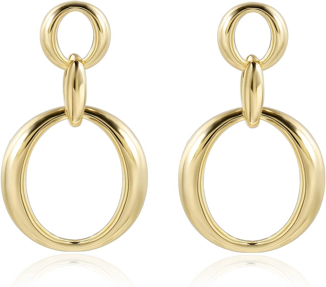 Gold Dangle Earrings Statement 14K Gold Plated Drop Earrings For Women | Amazon (US)