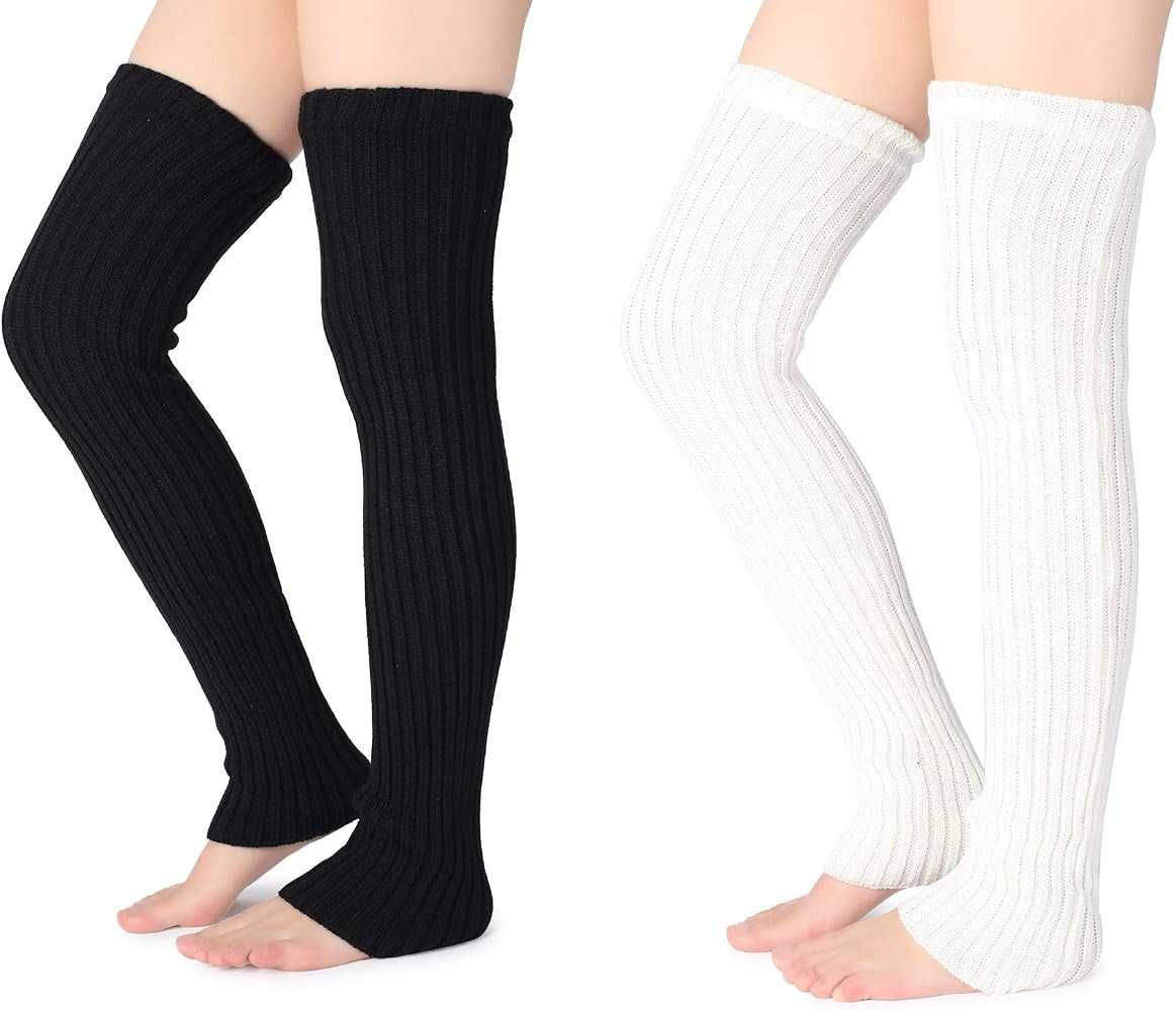 Pareberry Women's Winter Over Knee High Footless Socks Knit Warm Long Leg Warmers | Amazon (US)