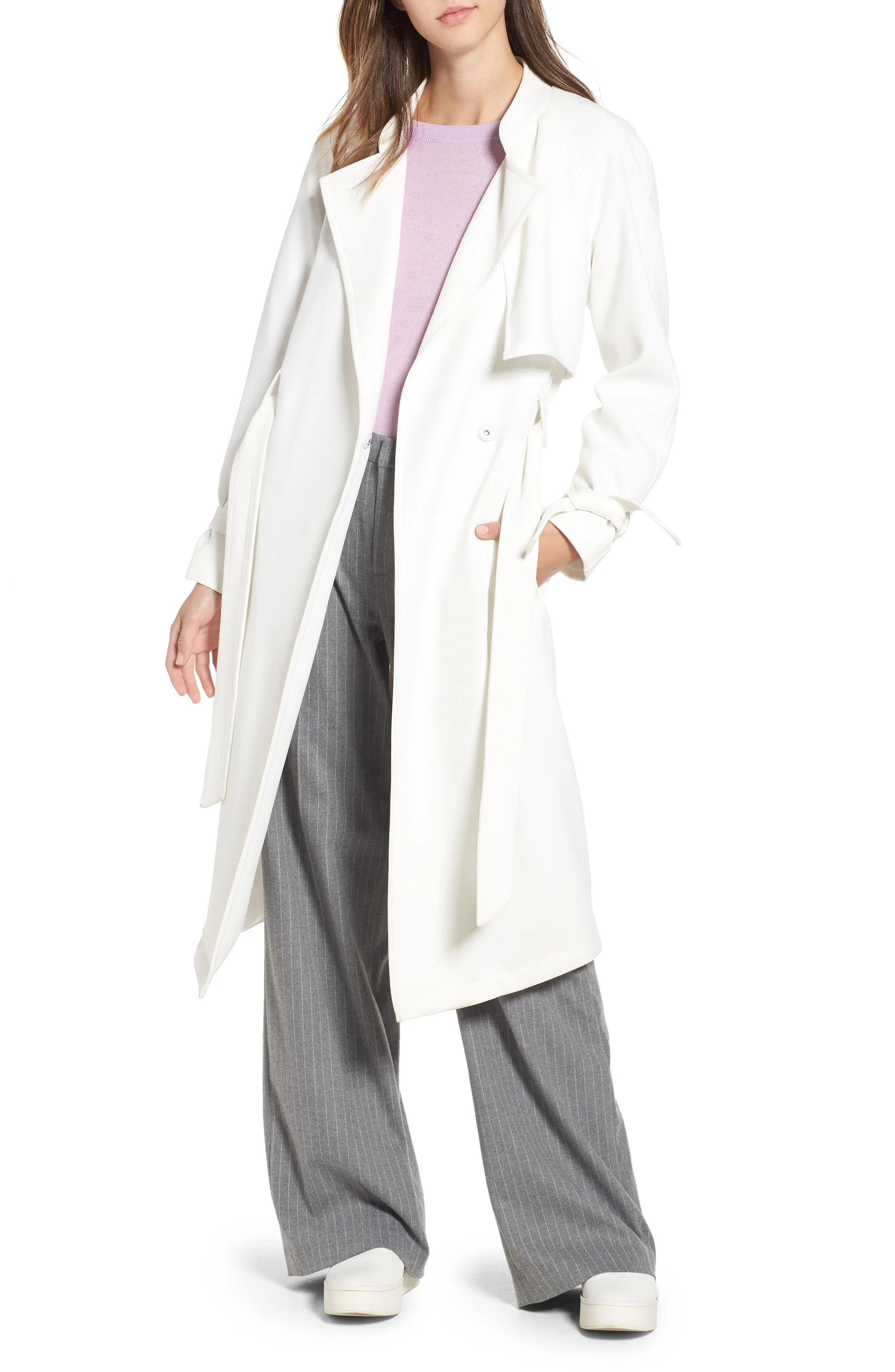 RACHEL Rachel Roy Crepe Wrap Trench | Nordstrom