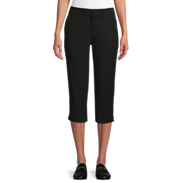Time and Tru Women's Mid Rise Woven Capri Pants - Walmart.com | Walmart (US)