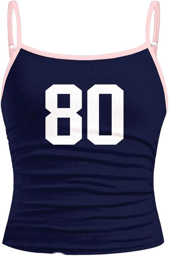 RoseSeek Girl's Sleeveless Jersey Shirts Number Graphic Camisole Tops Workout Sports Y2K Top | Amazon (US)