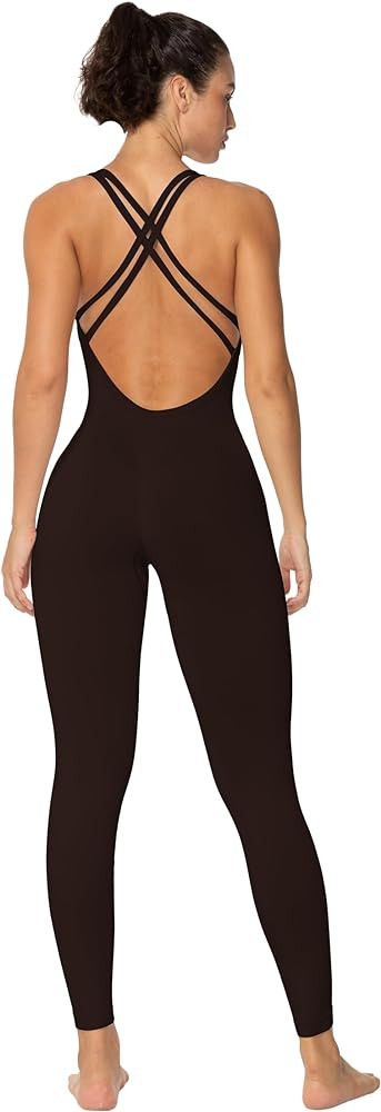 Sunzel Jumpsuits for Women Backless, Seamless Workout One Piece Bodycon Romper Scoop Neck, Butt S... | Amazon (US)