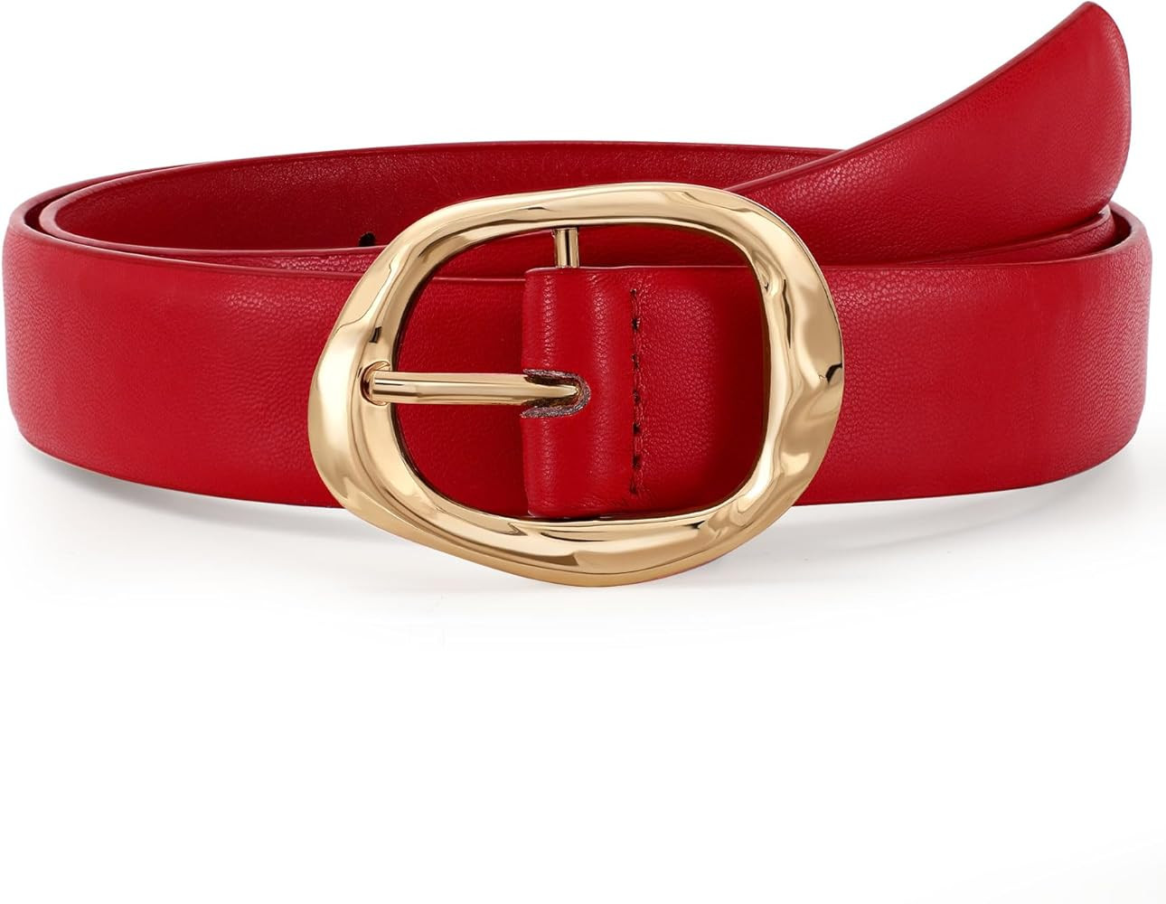 Women Leather Belt for Jeans Pants Ladies Casual Waist Belt Fashion Women Belt with Gold Buckle | Amazon (US)