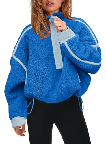 Panadila Womens Half Zip Sherpa Fleece Pullover Soft Oversized Sweatshirt with Pockets Warm Fuzzy... | Amazon (US)