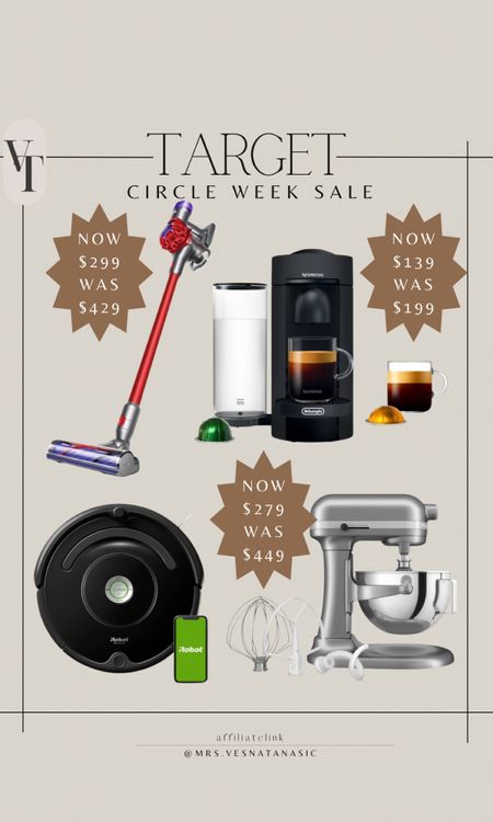 Target Circle Week deals are so good! Such a great price on this Dyson cordless vacuum, Nespresso coffee maker, kitchenaid mixer and even Roomba vacuum! 

@target @targetstyle #targethome #target #targetfinds #targetcircleweek 

#LTKhome #LTKsalealert #LTKxTarget