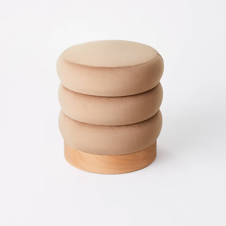 Clarkdale Channel Tufted Ottoman with Wood Base - Threshold™ designed with Studio McGee | Target