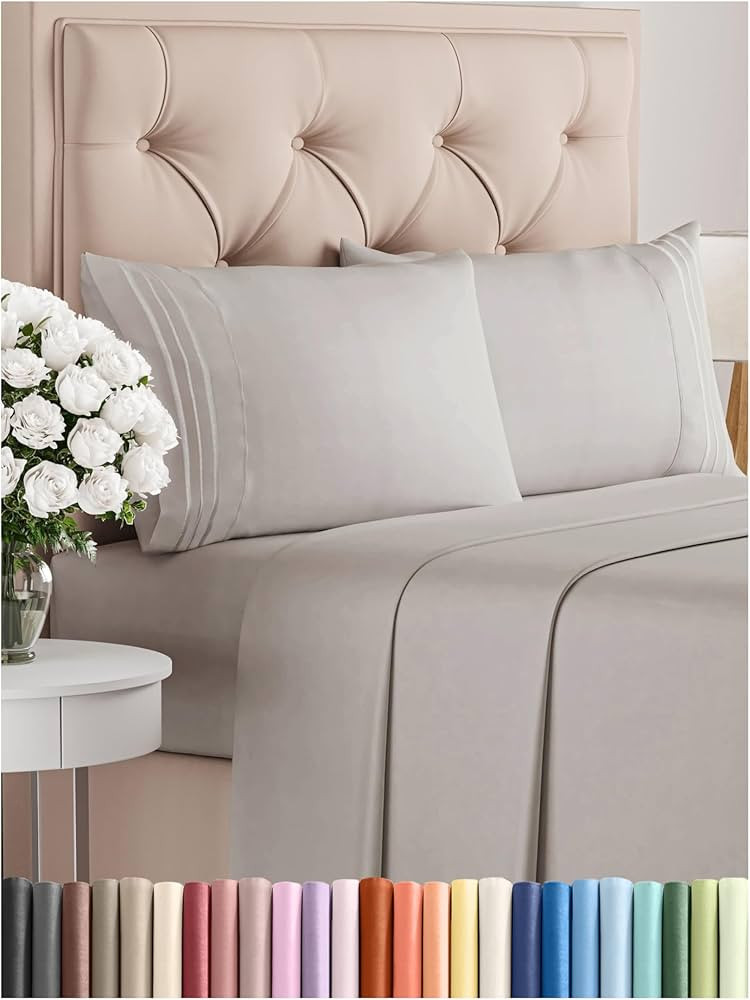 Amazon.com: King Size 4 Piece Sheet Set - Comfy Breathable & Cooling Bed Sheets Set - Hotel Luxur... | Amazon (US)