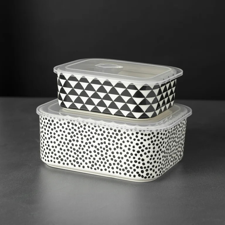 Thyme & Table 4-piece Square Ceramic Baking Dish & Lid Set, Dot | Walmart (US)