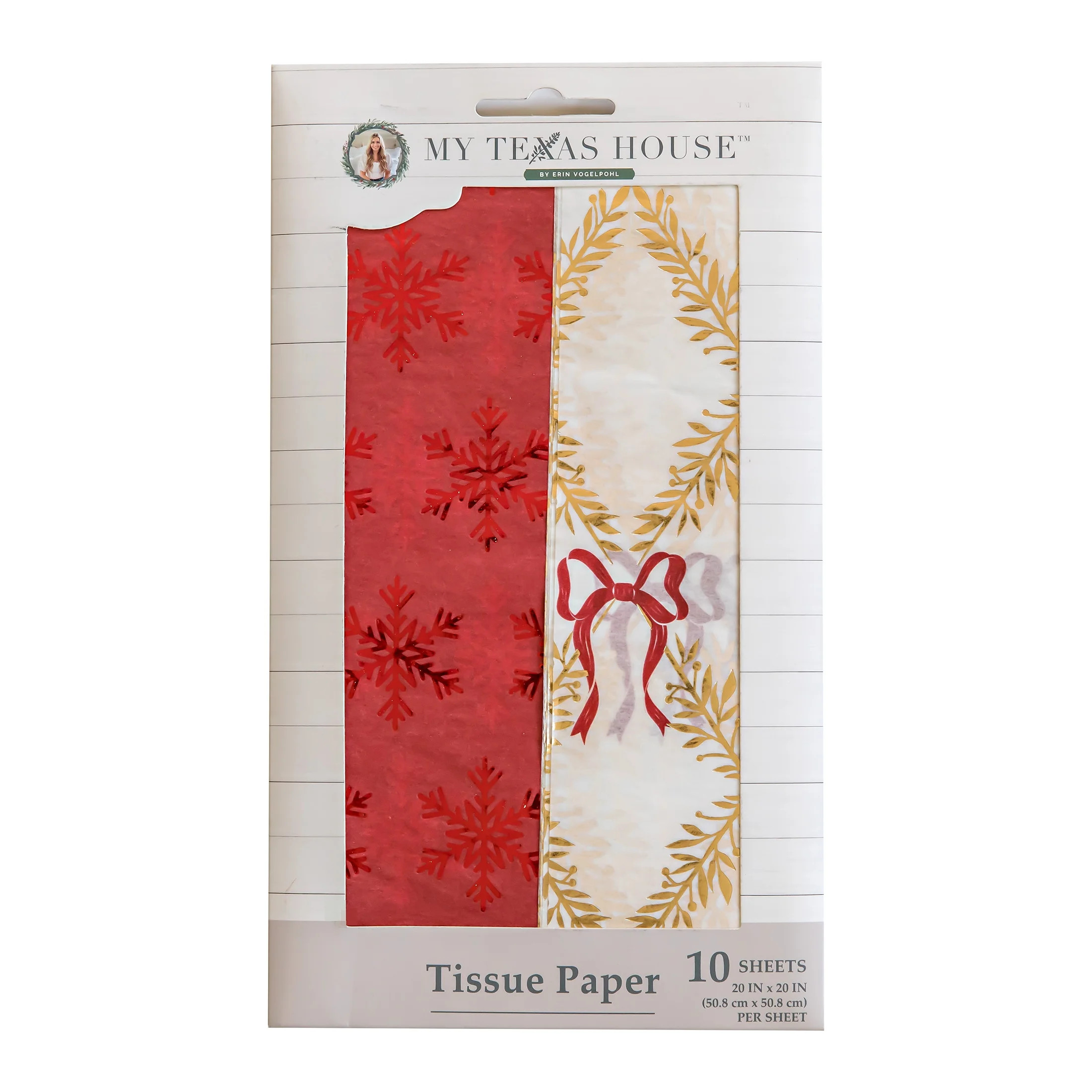 Red, Gold, and White Foil Gift Tissue Paper, 10 Sheets, by My Texas House | Walmart (US)