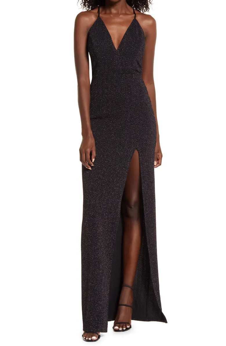 Love, Nickie Lew LNL Sparkle Knit Open Back Gown | Nordstrom | Nordstrom