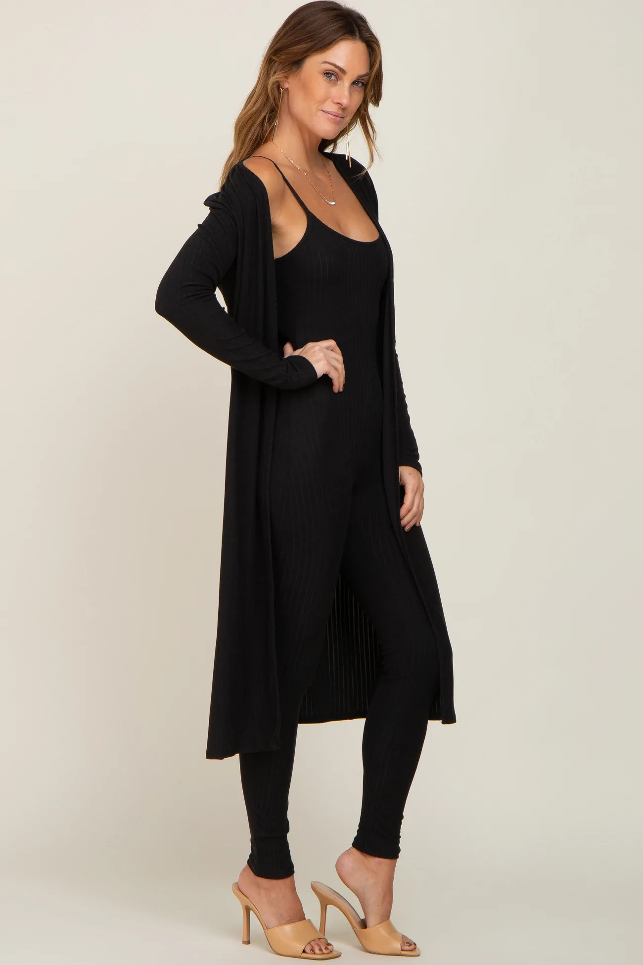 Black Ribbed Jumpsuit Two Piece Set | PinkBlush Maternity