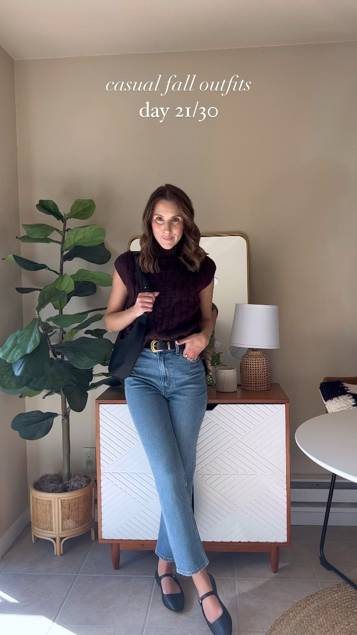 Casual fall outfits 21/30🍂 this cutes little sleeveless sweater is just $25 and perfect for wearing alone or layering! 

SIZING
Sleeveless sweater - small
Jeans - 25

Abercrombie denim | Target style | Target finds | fall style | outfit idea | what I’m wearing | 30 days of outfits | ballet flats

#LTKfindsunder100 #LTKSeasonal #LTKstyletip