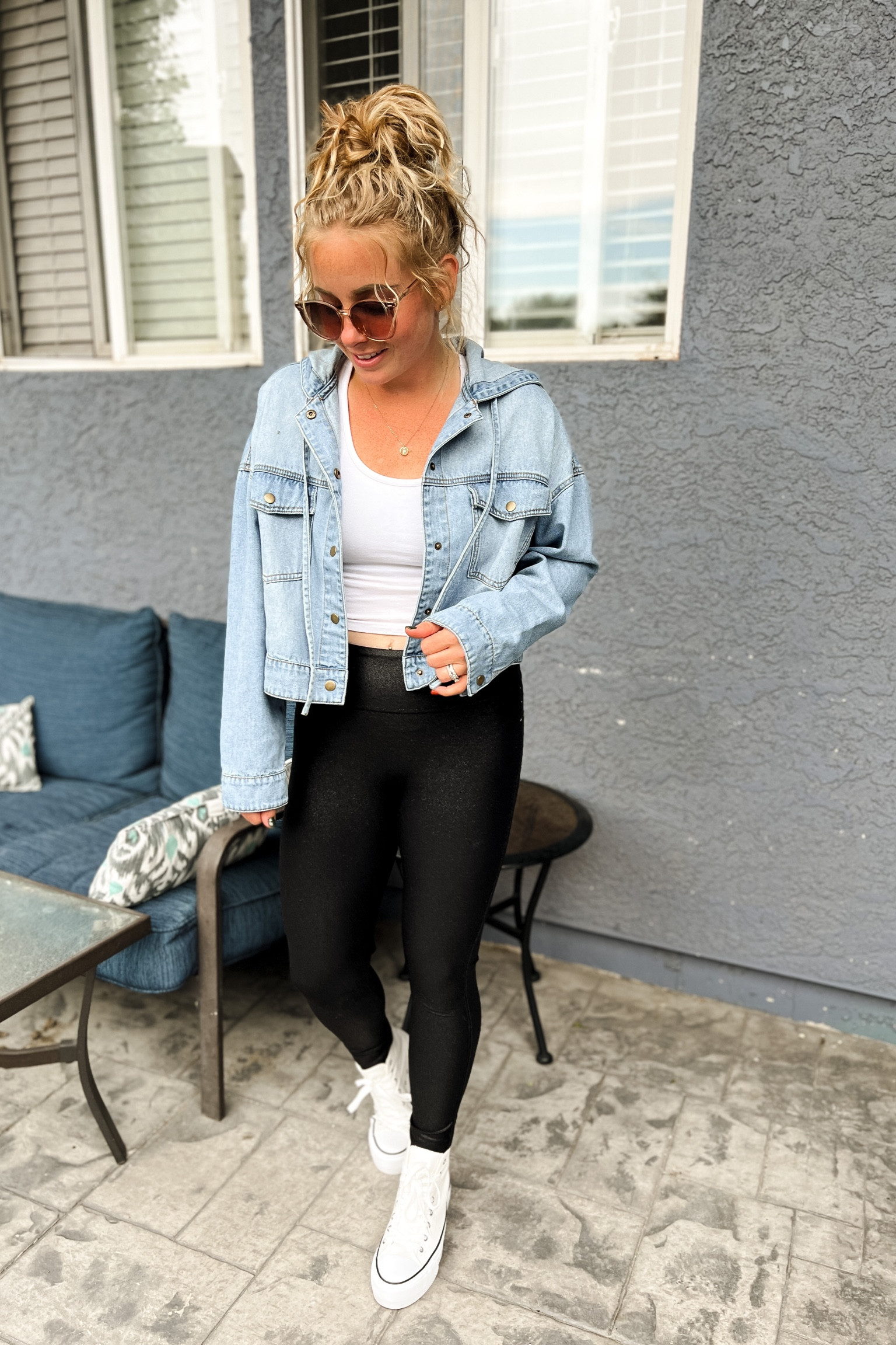 Fall outfit ideas 🍂 with a cropped denim jacket, faux leather leggings, high top platform, converse sneakers. Overall everything fits true to size.


Fall outfits | Fall fashion | size 4-6 | amazon fall finds | amazon handbags | amazon deals | amazon on sale | fall outfit Inspo | casual fall outfits | fall outfit ideas | fall favorites | fall boots | fall outfits 2023 | fall shoes | fall fashion 2023 amazon | casual fall outfits | outfit inspo | outfit ideas | pumpkin patch outfit 

#LTKstyletip #LTKsalealert #LTKfindsunder50