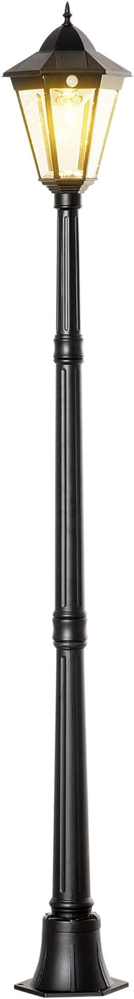 Outsunny 77" Solar Lamp Post Light, Waterproof Aluminum Outdoor Vintage Street Lamp, Motion Activ... | Amazon (US)