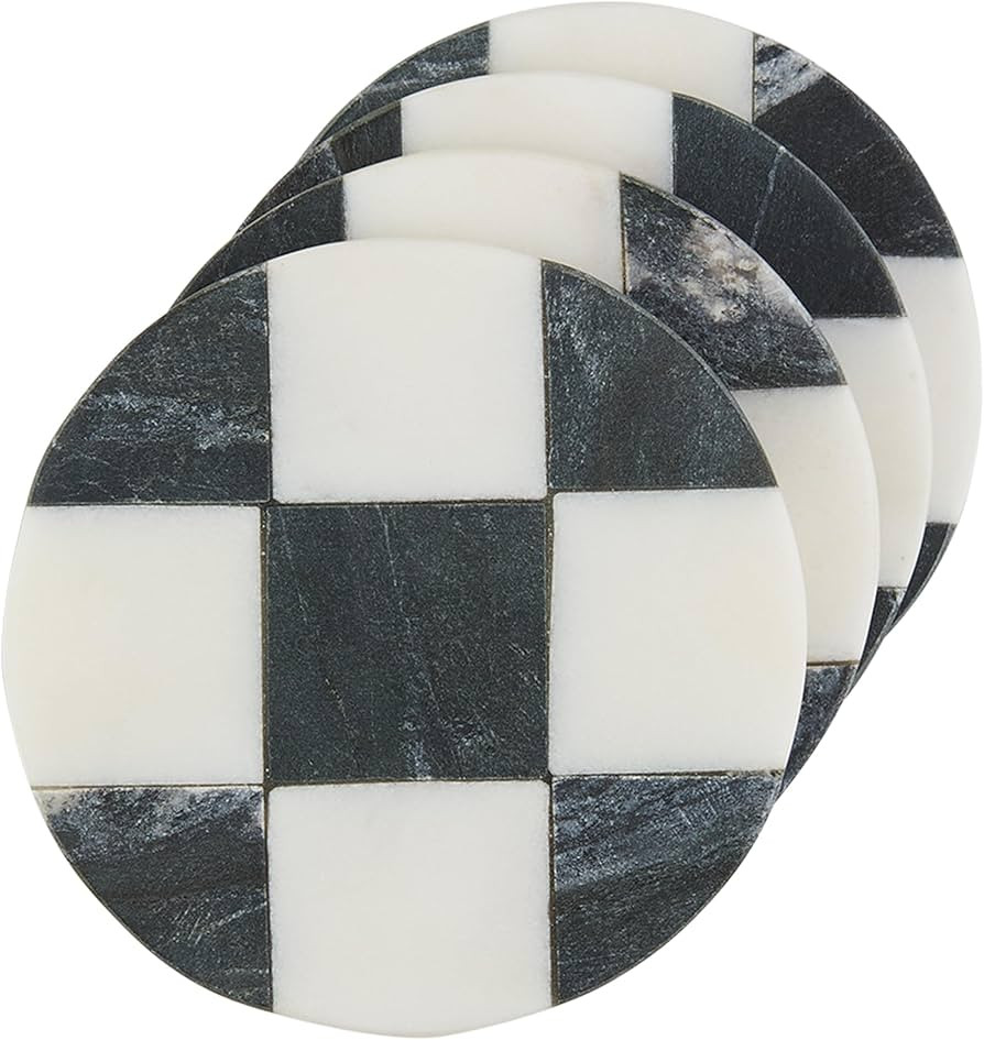 Mud Pie Circle Checkered Coaster Set; 4" x 4" | Amazon (US)