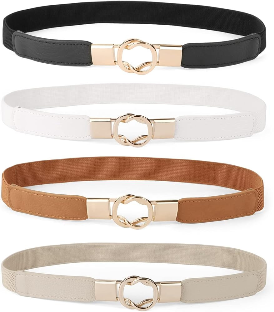 JASGOOD 2 Pack Women Retro Elastic Stretchy Metal Buckle Skinny Waist Retro Belt | Amazon (CA)