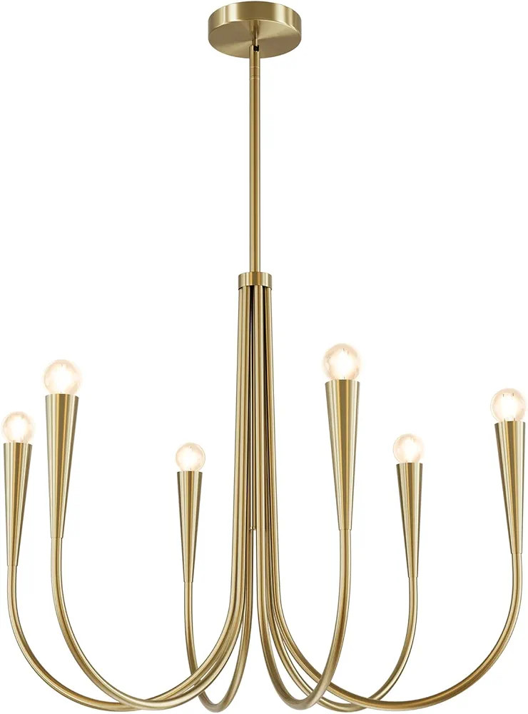 Modern Farmhouse Candlestick Chandelier Vintage 6 Light Gold Candle Chandelier Light Fixture Rust... | Amazon (US)