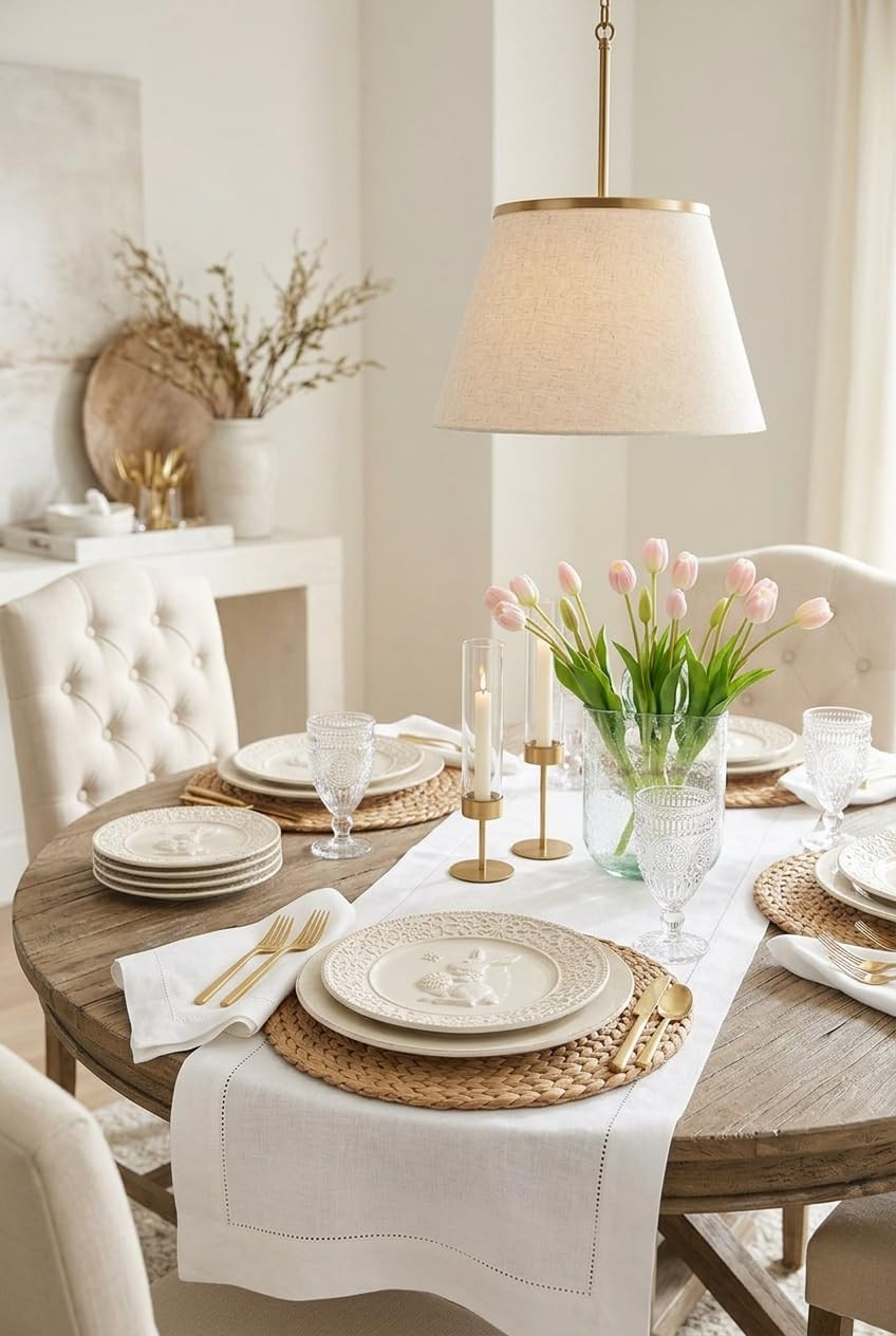 Elegant Easter (or anytime!) Table Setting Ideas | Neutral Spring Tablescape Inspiration. Create a beautiful, elevated Easter table with this soft and timeless spring tablescape. Featuring fresh florals, layered neutrals, and subtle seasonal touches, this look feels effortless and timeless. 

 #LTKfoodie #LTKSeasonal #LTKHome