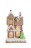 K&K Interiors 54436C 13.75 Inch Glittered White Frosted LED Gingerbread House w/Tree | Amazon (US)