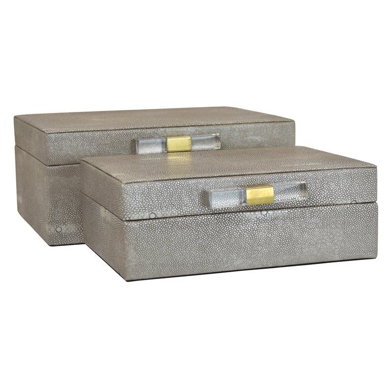 Plutus 2 Piece Modern Wood Box Set in Gray | Cymax