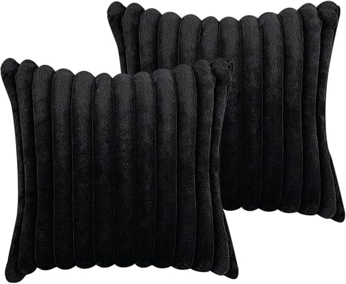 18x18 Throw Pillow Covers Set of 2, Decorative Faux Fur Covers for Bed, Couch Soft Fluffy Pillow ... | Amazon (US)