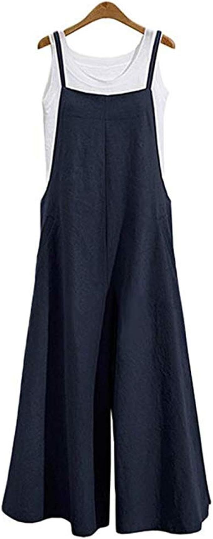 Lncropo Womens Casual Overalls Baggy Wide Leg Jumpsuits Bib Pants with Pockets | Amazon (US)