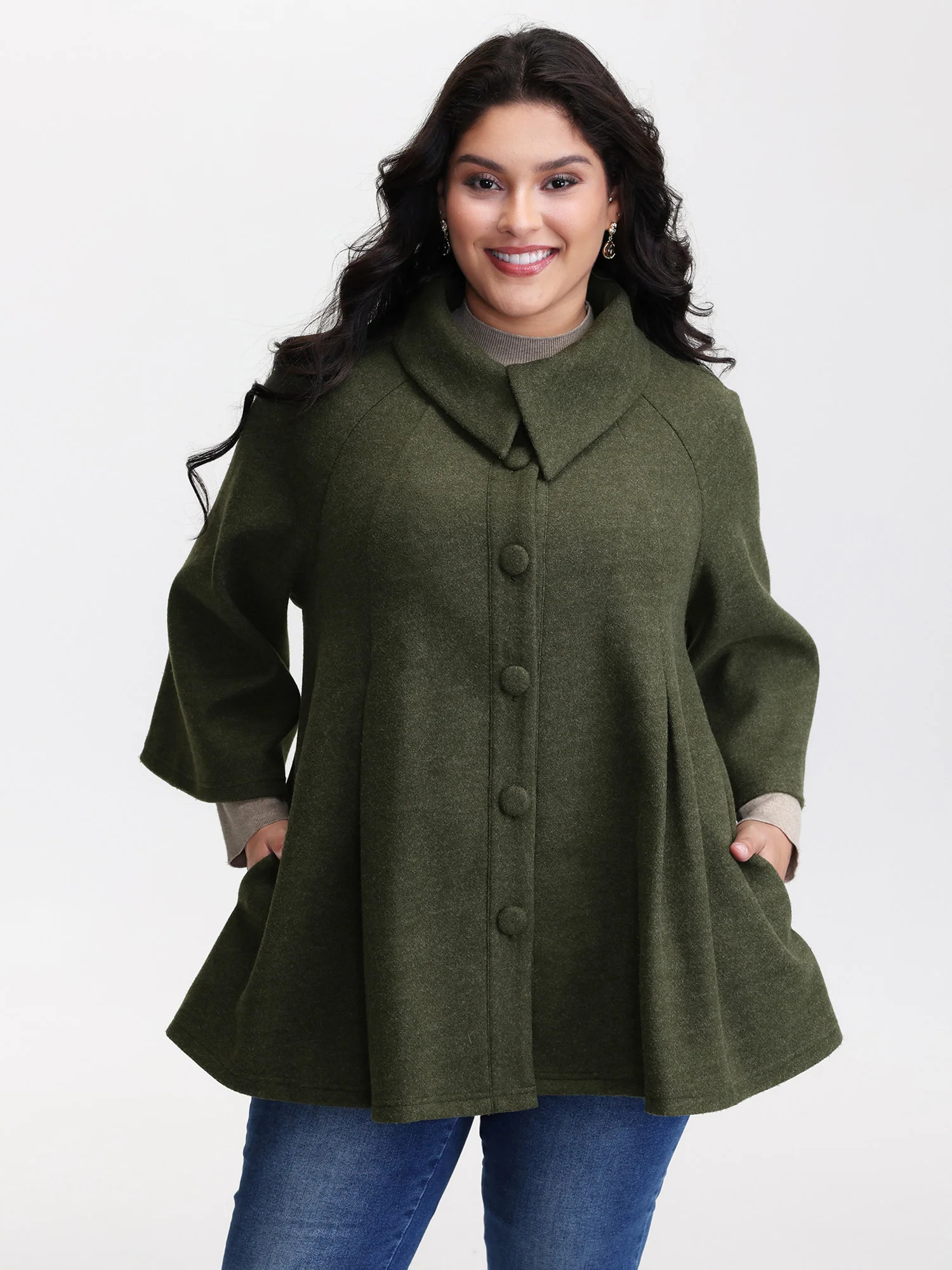 Flared Sleeve A-Line Button Jacket | Bloomchic