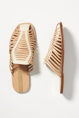 Kaanas Woven Leather Mules | Anthropologie (US)