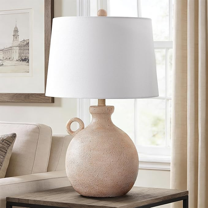 Maxax Rustic Table Lamp for Living Room, 24" Farmhouse Bedside Lamp with USB Port, 3-Way Dimmable... | Amazon (US)