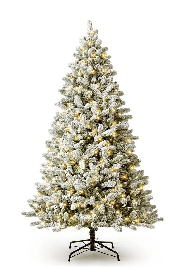 Home  /   Products  /   7.5' King Flock® Artificial Christmas Tree with 800 Warm White LED Light... | King of Christmas