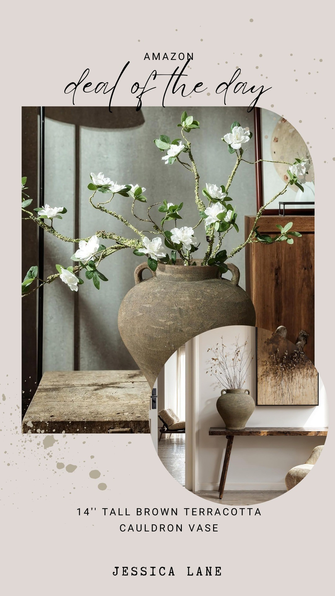 Add a vintage touch to your tabletop with this 14 in tall rustic brown terracotta cauldron vase. The aged texture provides an authentic antique look for any shelf or mantel display.#homedecor #amazonhome #vasedecor #shelfstyling

#LTKHome #LTKSaleAlert #LTKSpringSale