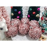 Blush Pink Sparkly Sequin Foil Christmas Ornaments | Etsy (US)
