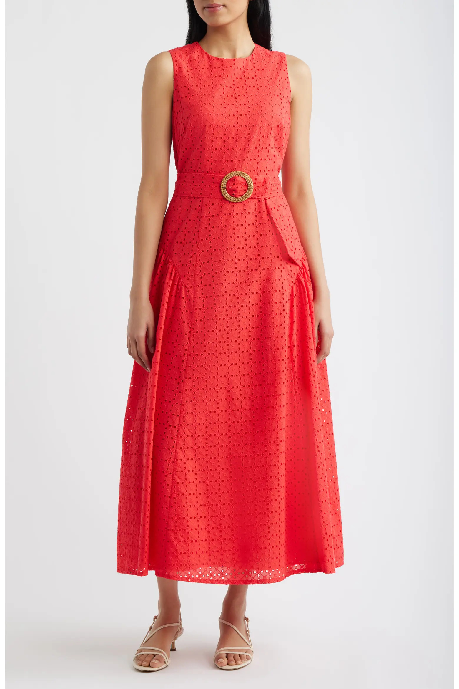 Eyelet Belted Sleeveless Maxi Dress (Women) | Nordstrom | Nordstrom
