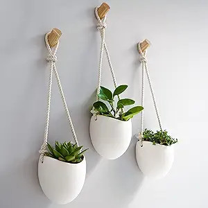Kazai.® | Porcelain Wall Vases | 3 Piece Set | Including Wooden Hooks | Matte White | Amazon (US)
