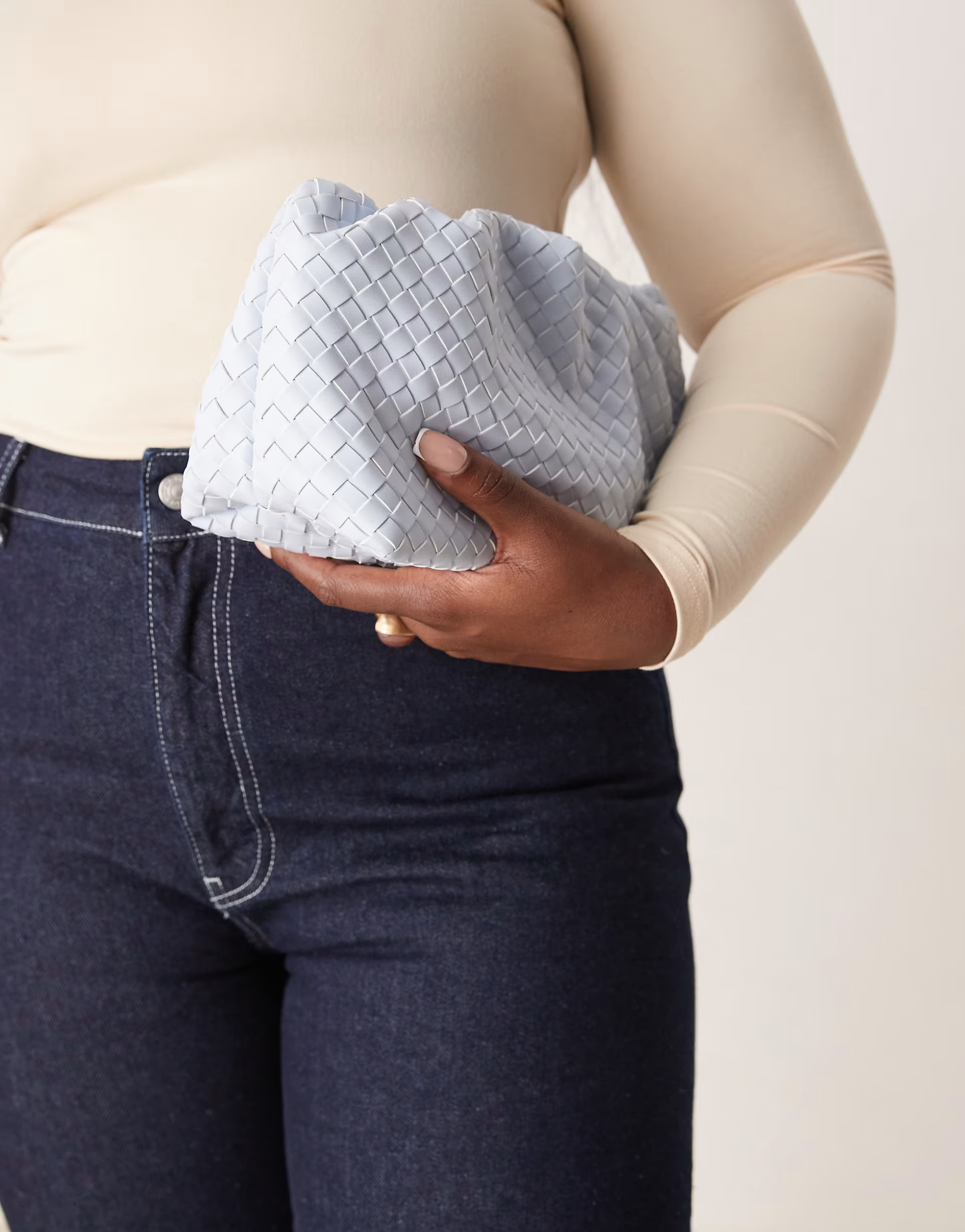 Glamorous woven clutch bag in blue grey  | ASOS | ASOS (Global)