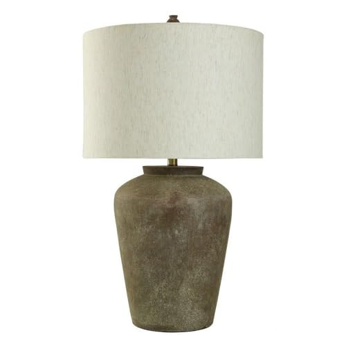 Patina Cotta - Rustic Cement Table Lamp - Aged Brown Finish - Heathered Oatmeal Shade | Amazon (US)