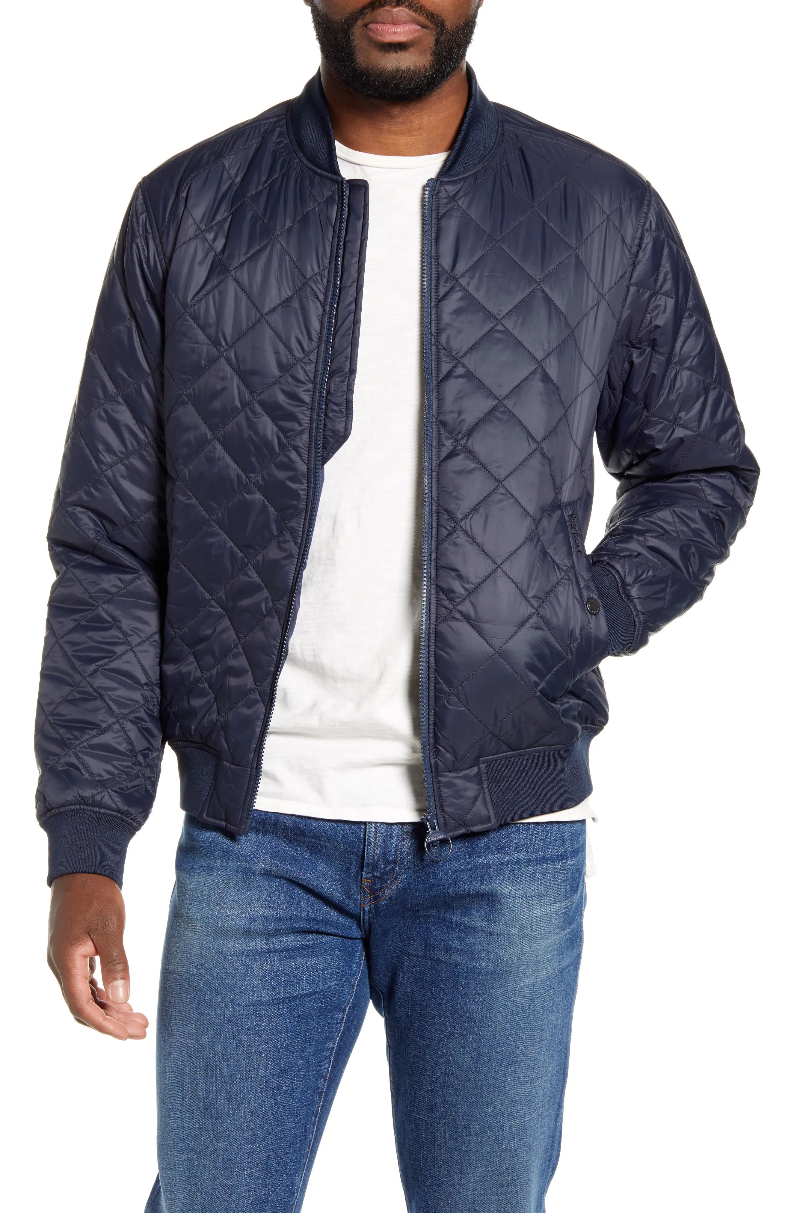 Men's Barbour Gabble Quilted Nylon Bomber Jacket, Size X-Large - Blue | Nordstrom