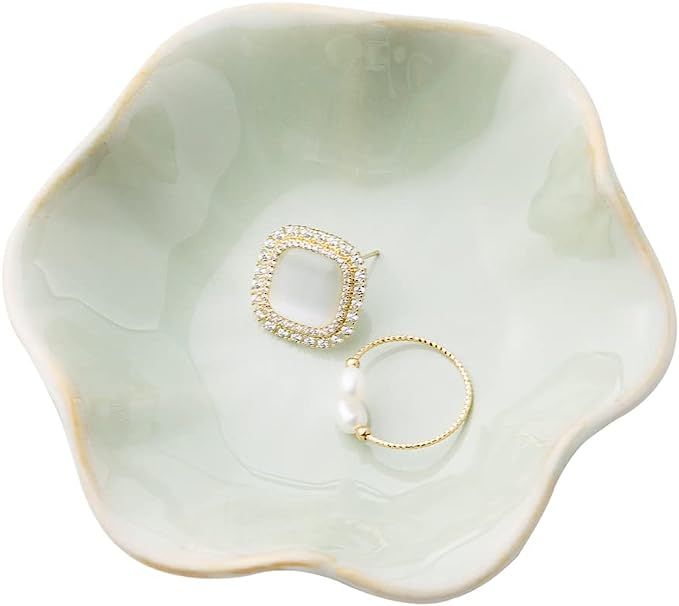 KIMRAMIC Jewelry Dish,Ceramic Trinket tray,small ring holder,Key Bowl,Home Decoration,Gifts for F... | Amazon (US)