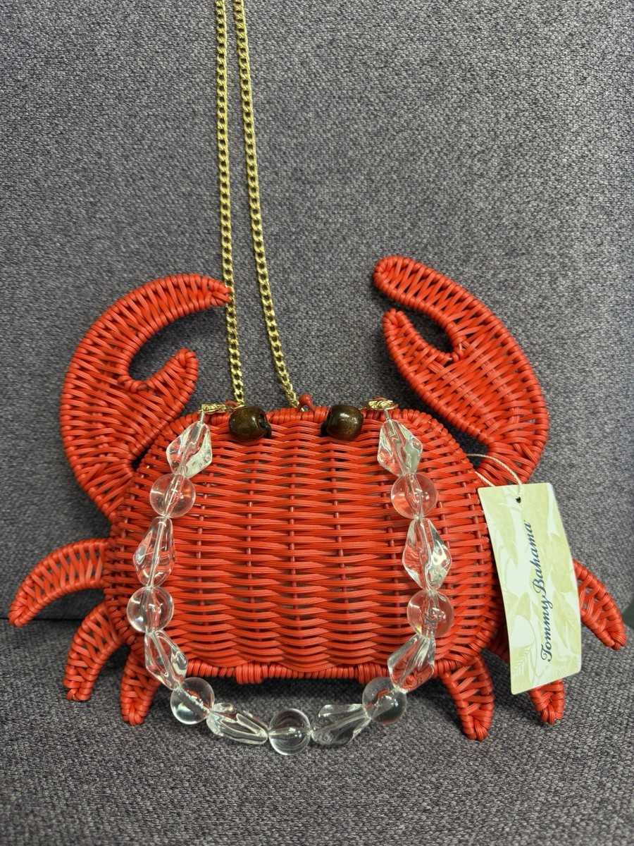 Tommy Bahama CRAB Wicker Woven RED Crossbody Bag Chain Beaded Detachable NEW Fun | eBay | eBay US