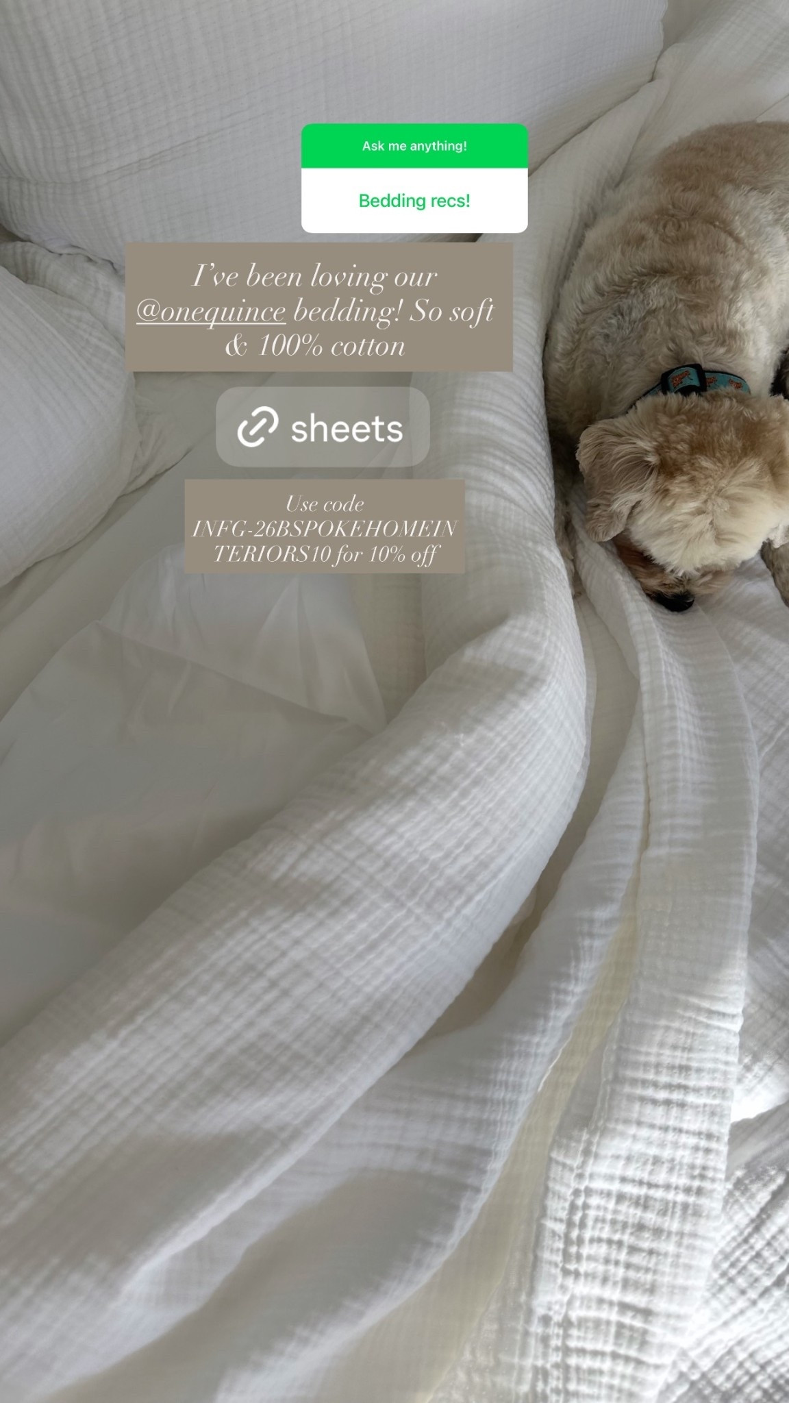 I’ve been loving our @onequince  bedding! So soft & 100% cotton  Use code INFG-26BSPOKEHOMEINTERIORS10 for 10% off

#LTKdayinmylife #LTKselfcare #LTKHome