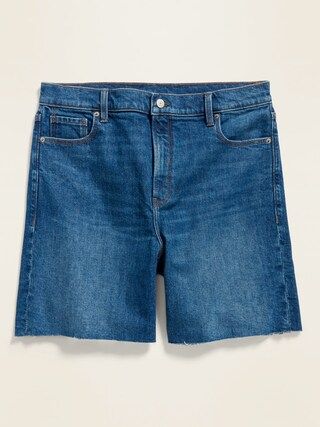 High-Waisted Relaxed Cut-Off Jean Shorts for Women -- 7-inch inseam | Old Navy (US)